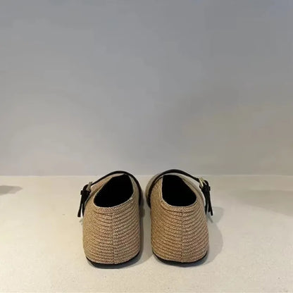 Espadrilles Femme Toile Tressée – Bride Boucle Noir