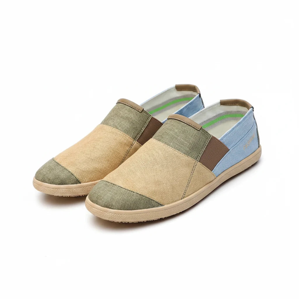 Espadrilles Homme Toile – Patchwork Bicolore Slip-On