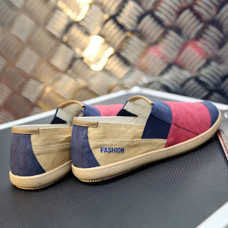 Espadrilles Homme Toile – Patchwork Bicolore Slip-On