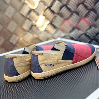 Espadrilles Homme Toile – Patchwork Bicolore Slip-On