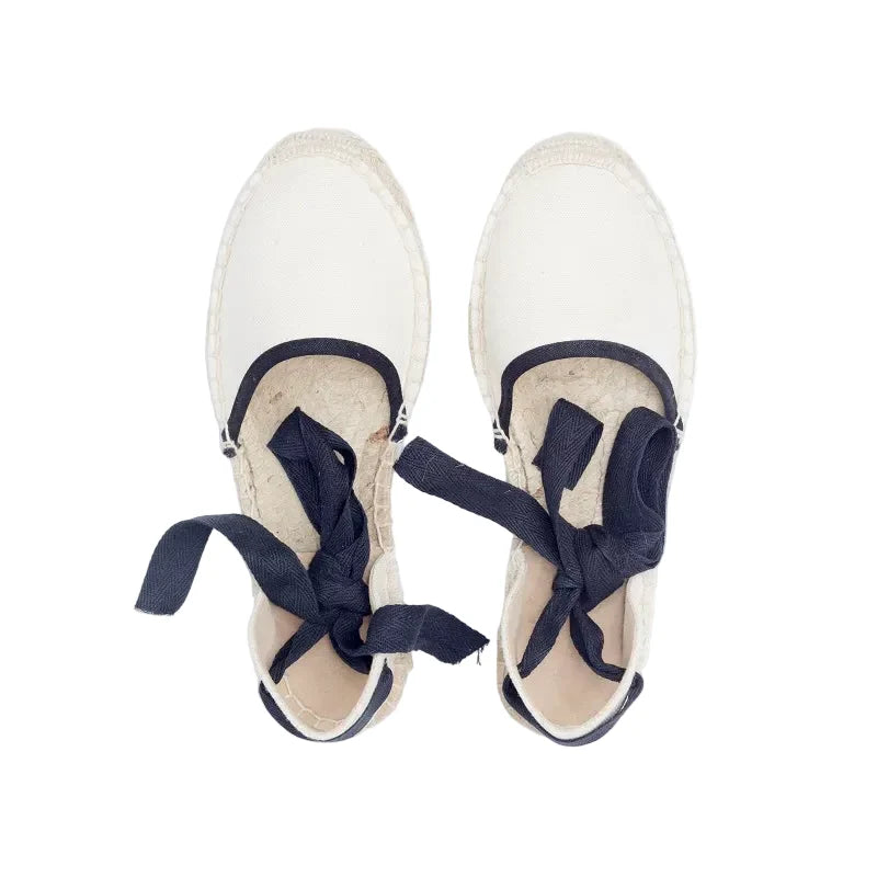 Espadrilles Femme Toile – Rayures & Ruban Cheville