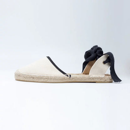 Espadrilles Femme Toile – Rayures & Ruban Cheville