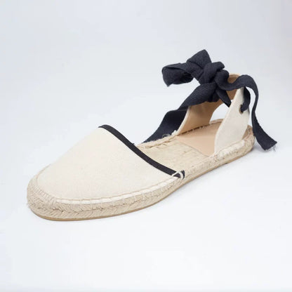 Espadrilles Femme Toile – Rayures & Ruban Cheville