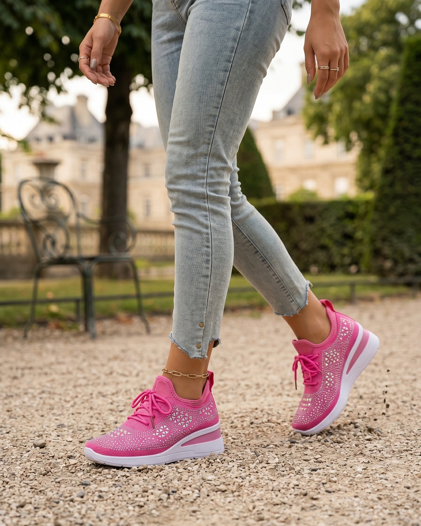 Baskets Femme Confort Strass