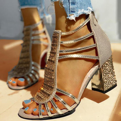 Sandales Élégantes à Talon Haut - Design Glamour Brillant